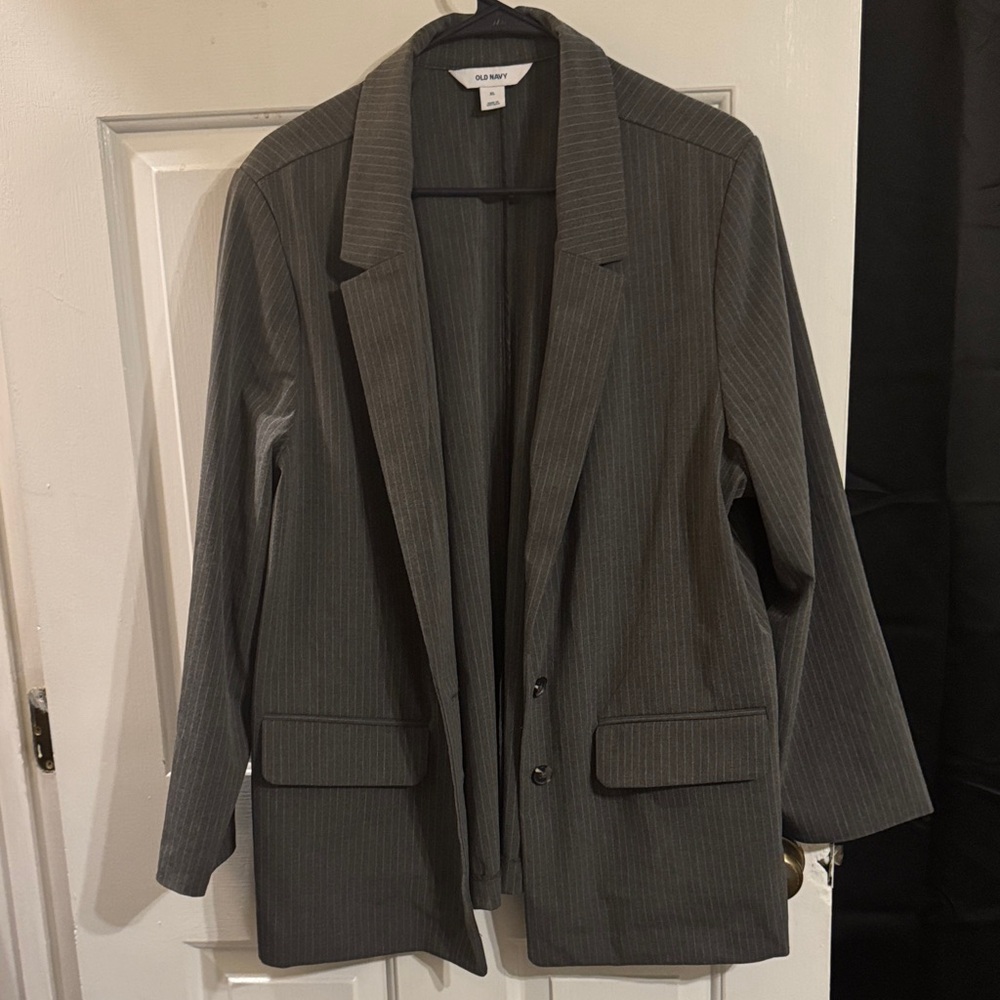 Gray Old Navy Pinstripe Women's Blazer